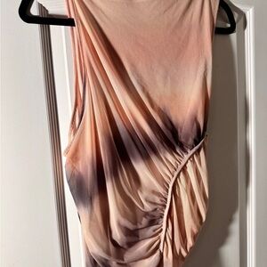 Zara Peach Ombre Ruched Sleeveless Blouse